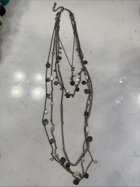 Multi-Strand Silver-Tone Layered Disc Necklace - Women Jewelry